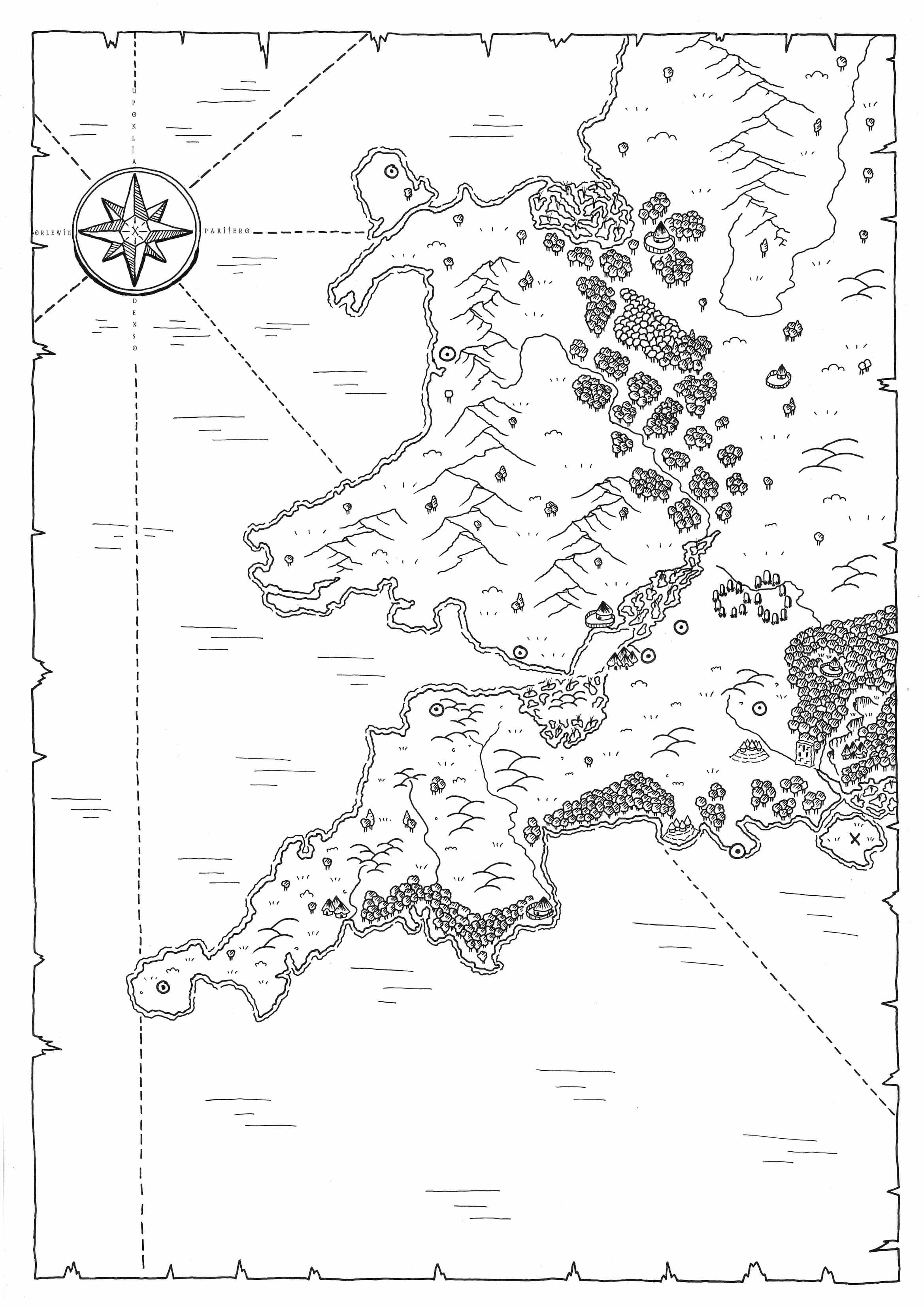 Southwest PRETANNI regional map for fantasy novel series